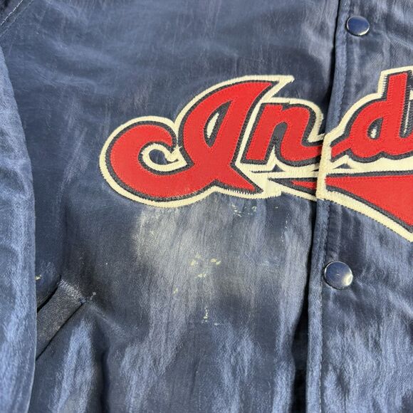 Vintage Cleveland Indians Starter Jacket Large Script MLB Diamond Collection 90s - Picture 7 of 15